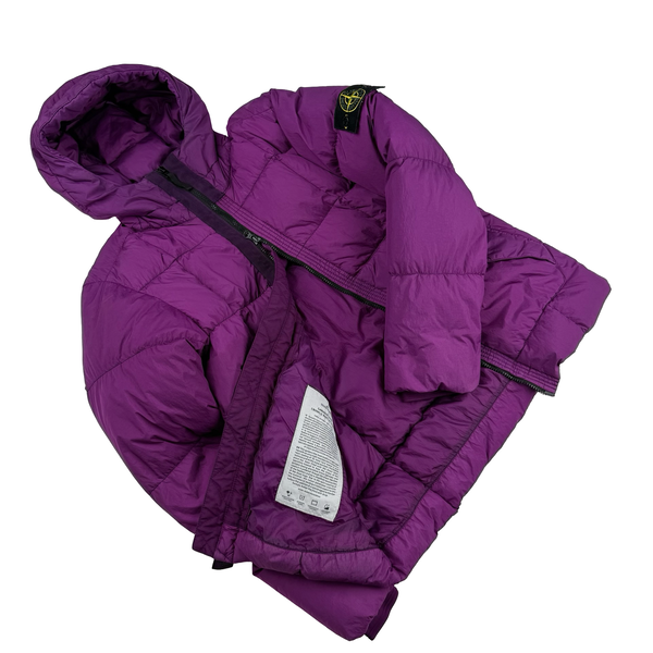 Stone Island 2018 Purple Down Filled Crinkle Puffer Jacket - Medium