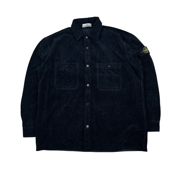 Stone Island 2025 Navy Corduroy Zip Up Overshirt - XXL