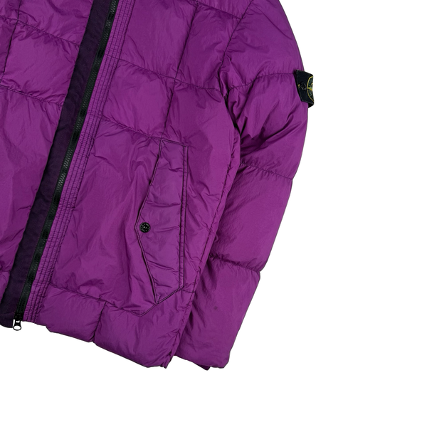 Stone Island 2018 Purple Down Filled Crinkle Puffer Jacket - Medium