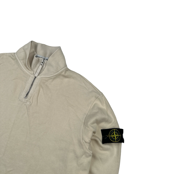 Stone Island 2001 Vintage Cotton Yellow Quarter Zip Jumper - Large