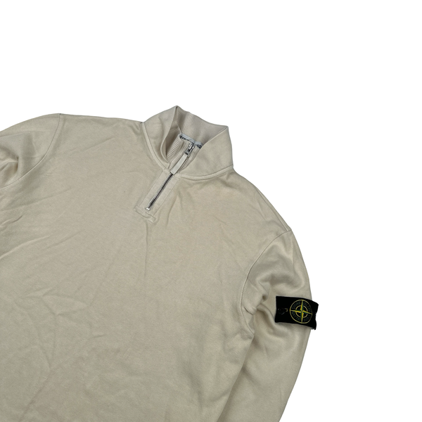 Stone Island 2001 Vintage Cotton Yellow Quarter Zip Jumper - Large