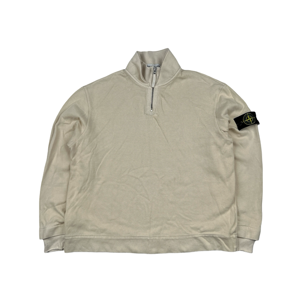 Stone Island 2001 Vintage Cotton Yellow Quarter Zip Jumper - Large