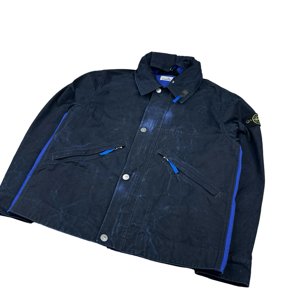 Stone Island 2025 Tela Resinata Blue Bomber Jacket - Large