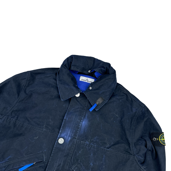 Stone Island 2025 Tela Resinata Blue Bomber Jacket - Large