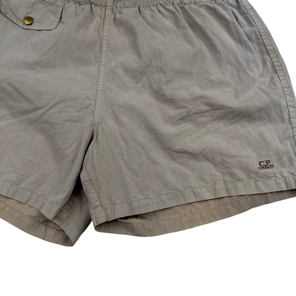 Cp Company 1995 Beige Spellout Vintage Swim Shorts - Large