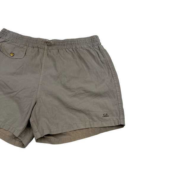 Cp Company 1995 Beige Spellout Vintage Swim Shorts - Large