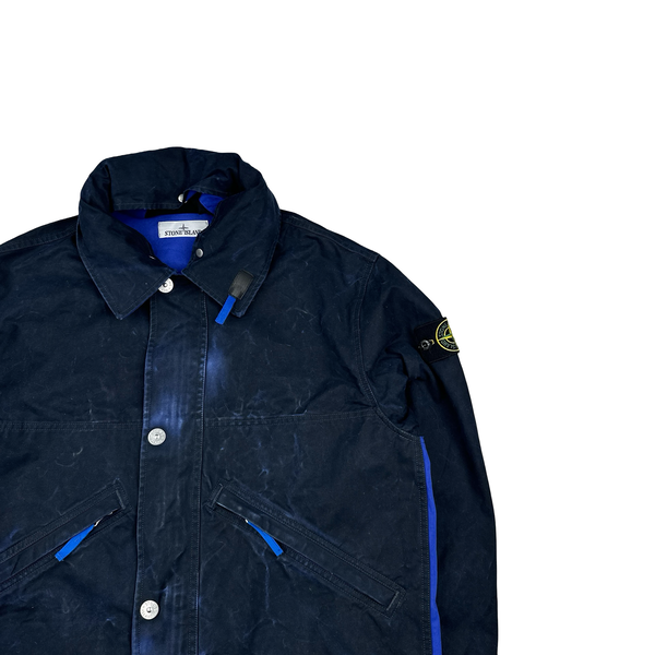 Stone Island 2025 Tela Resinata Blue Bomber Jacket - Large