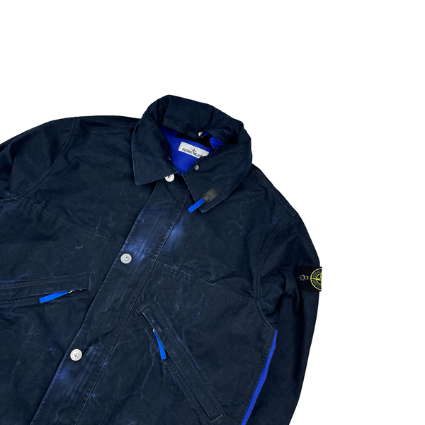 Stone Island 2025 Tela Resinata Blue Bomber Jacket - Large