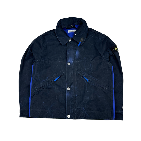 Stone Island 2025 Tela Resinata Blue Bomber Jacket - Large
