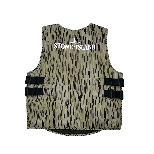 Stone Island 2021 Rain Camo Reflective Spellout Padded Utility Vest - Medium