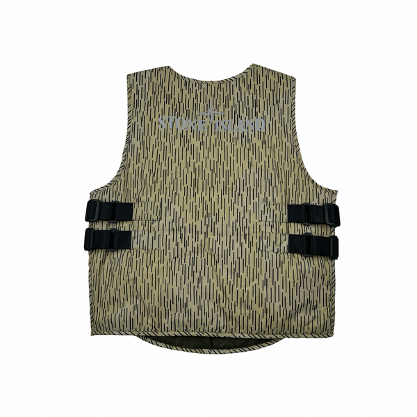 Stone Island 2021 Rain Camo Reflective Spellout Padded Utility Vest - Medium