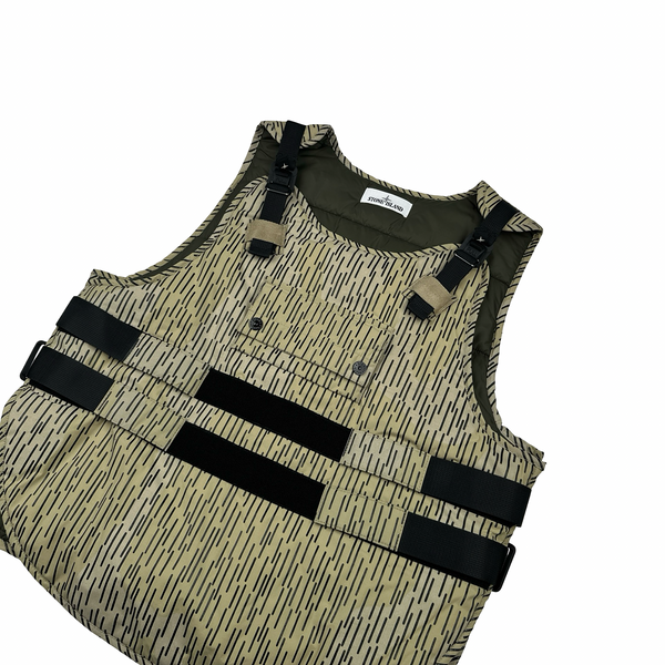 Stone Island 2021 Rain Camo Reflective Spellout Padded Utility Vest - Medium