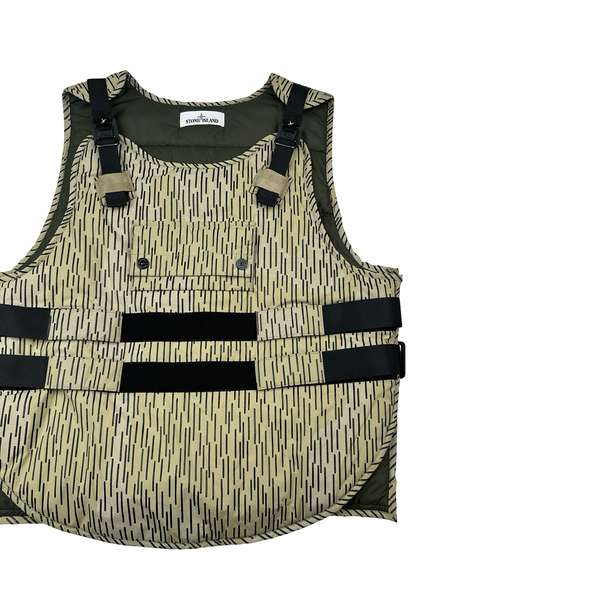 Stone Island 2021 Rain Camo Reflective Spellout Padded Utility Vest - Medium