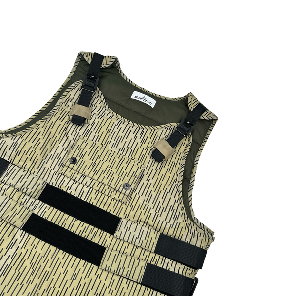 Stone Island 2021 Rain Camo Reflective Spellout Padded Utility Vest - Medium