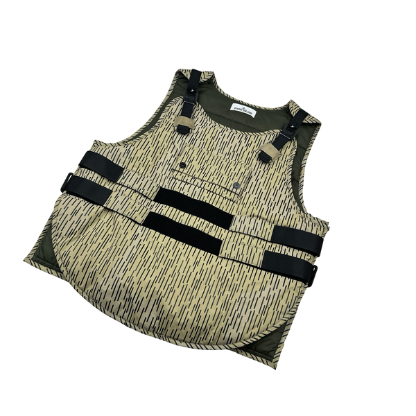Stone Island 2021 Rain Camo Reflective Spellout Padded Utility Vest - Medium
