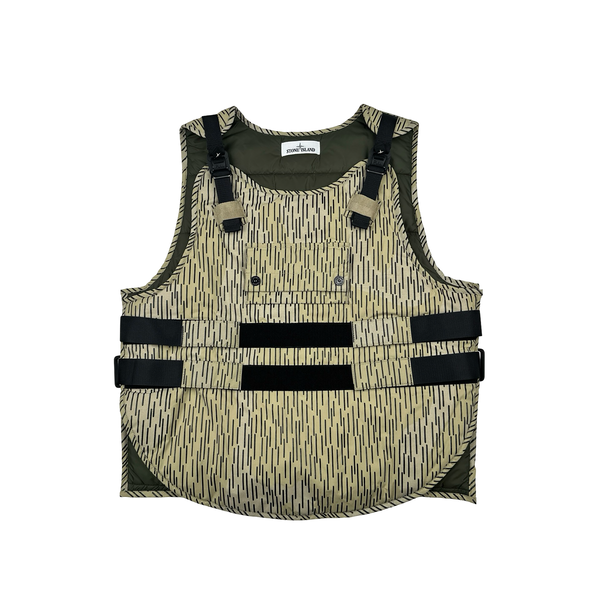Stone Island 2021 Rain Camo Reflective Spellout Padded Utility Vest - Medium