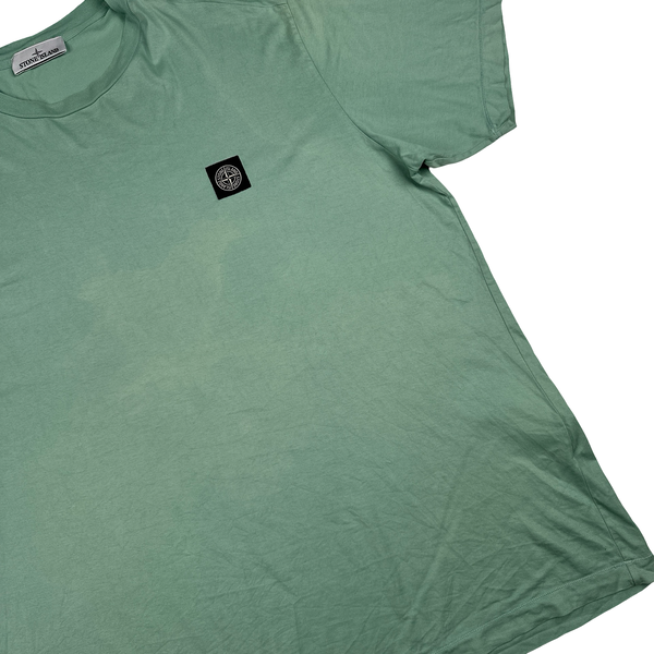 Stone Island Green Teal Spellout Logo T Shirt - 3XL