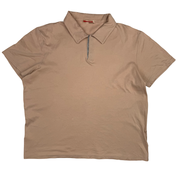 Prada Seashell Cotton Collared Red Tab Polo Shirt - XL