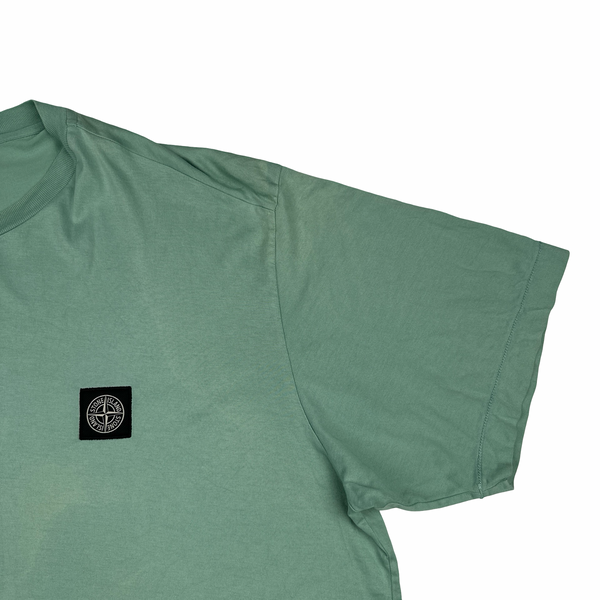 Stone Island Green Teal Spellout Logo T Shirt - 3XL