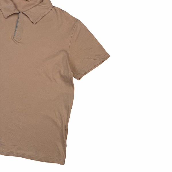 Prada Seashell Cotton Collared Red Tab Polo Shirt - XL