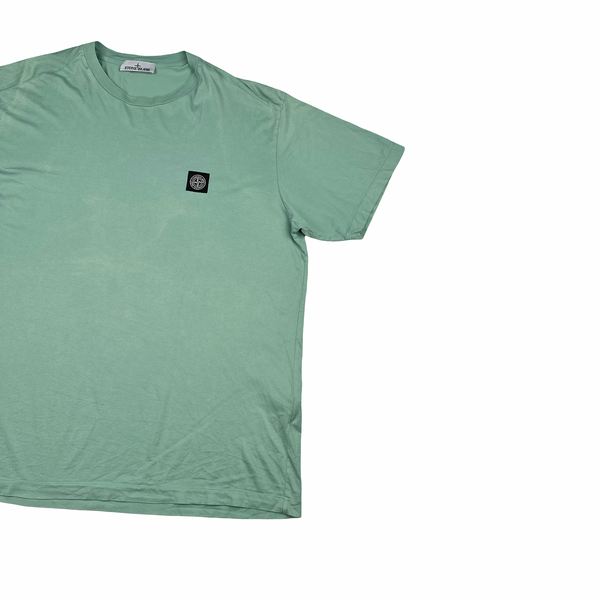 Stone Island Green Teal Spellout Logo T Shirt - 3XL