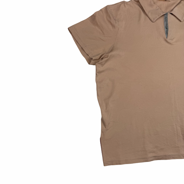 Prada Seashell Cotton Collared Red Tab Polo Shirt - XL
