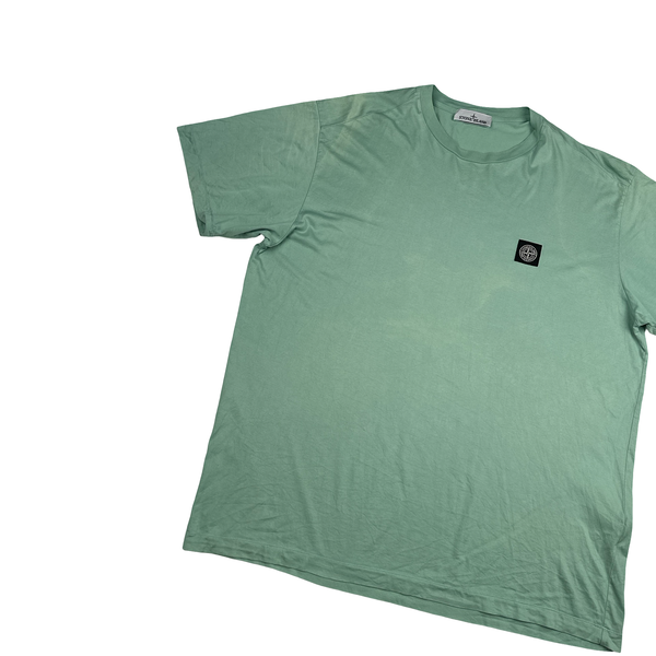 Stone Island Green Teal Spellout Logo T Shirt - 3XL