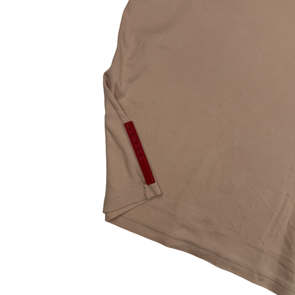 Prada Seashell Cotton Collared Red Tab Polo Shirt - XL