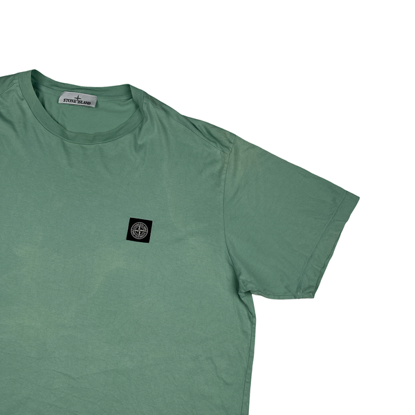Stone Island Green Teal Spellout Logo T Shirt - 3XL