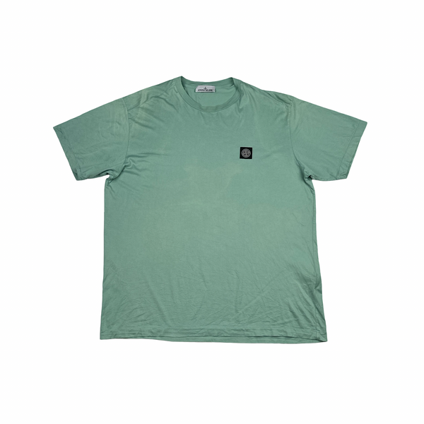 Stone Island Green Teal Spellout Logo T Shirt - 3XL