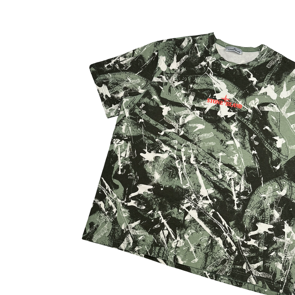 Stone Island 2025 Camo Spellout Cotton T Shirt - 3XL