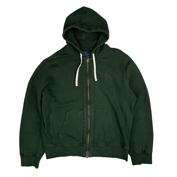 Ralph Lauren Green Thick Cotton Zipped Hoodie - Large