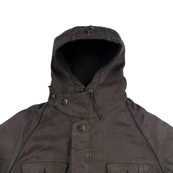 Stone Island 2005 Brown Vintage Lino Flax Dutch Rope Parka Jacket - XL