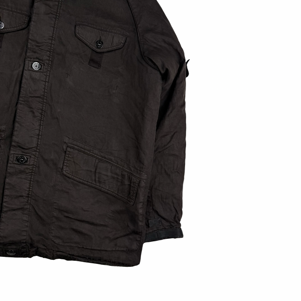 Stone Island 2005 Brown Vintage Lino Flax Dutch Rope Parka Jacket - XL