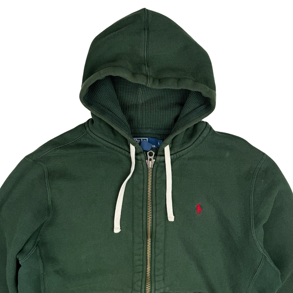 Ralph Lauren Green Thick Cotton Zipped Hoodie - Large