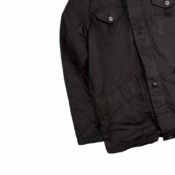 Stone Island 2005 Brown Vintage Lino Flax Dutch Rope Parka Jacket - XL