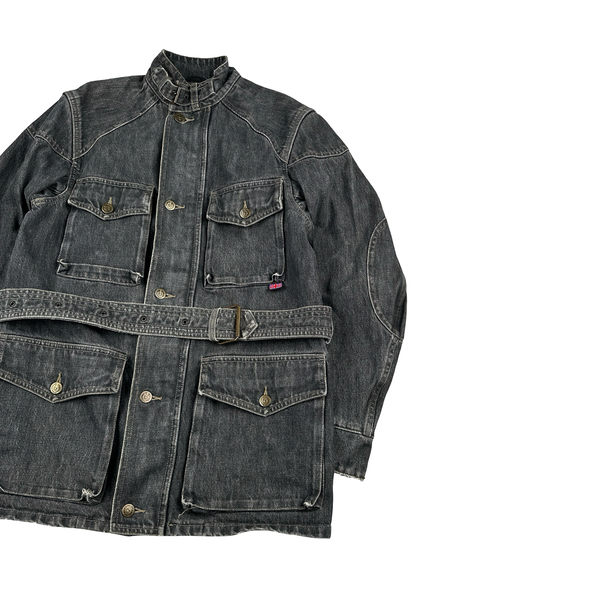 Belstaff Grey Multi Pocket Field Denim Zipped Jacket - Small