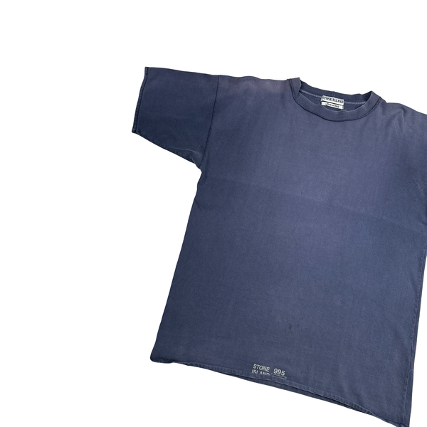 Stone Island 1993 Navy Cotton Spellout Vintage T Shirt - Large