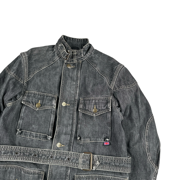 Belstaff Grey Multi Pocket Field Denim Zipped Jacket - Small