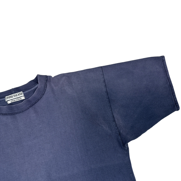 Stone Island 1993 Navy Cotton Spellout Vintage T Shirt - Large