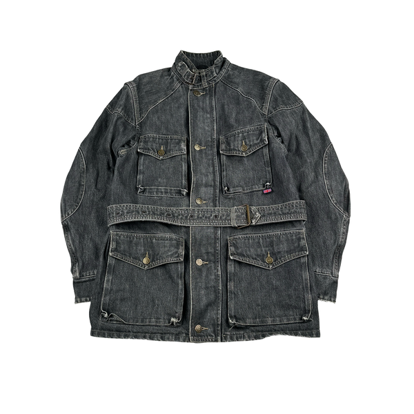 Belstaff Grey Multi Pocket Field Denim Zipped Jacket - Small