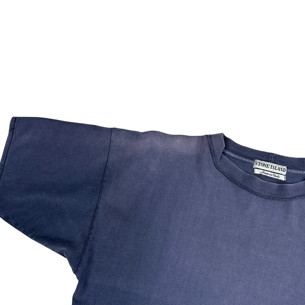 Stone Island 1993 Navy Cotton Spellout Vintage T Shirt - Large