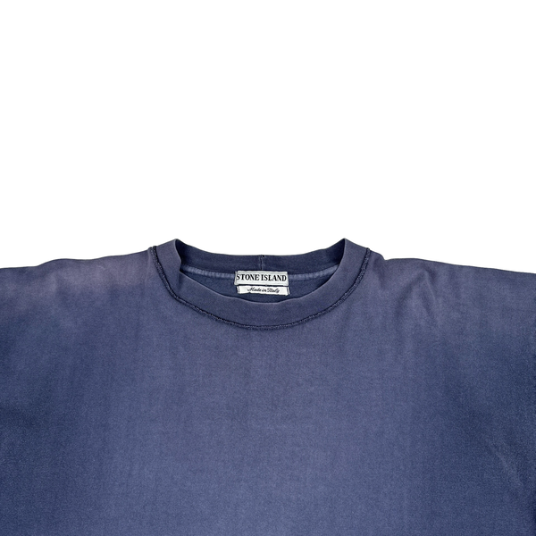 Stone Island 1993 Navy Cotton Spellout Vintage T Shirt - Large