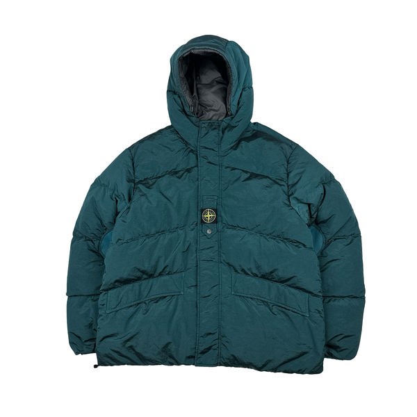 Stone Island 2023 Sea Green Reversible Nylon Metal Down Centre Badge Puffer Jacket - XL