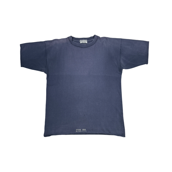 Stone Island 1993 Navy Cotton Spellout Vintage T Shirt - Large