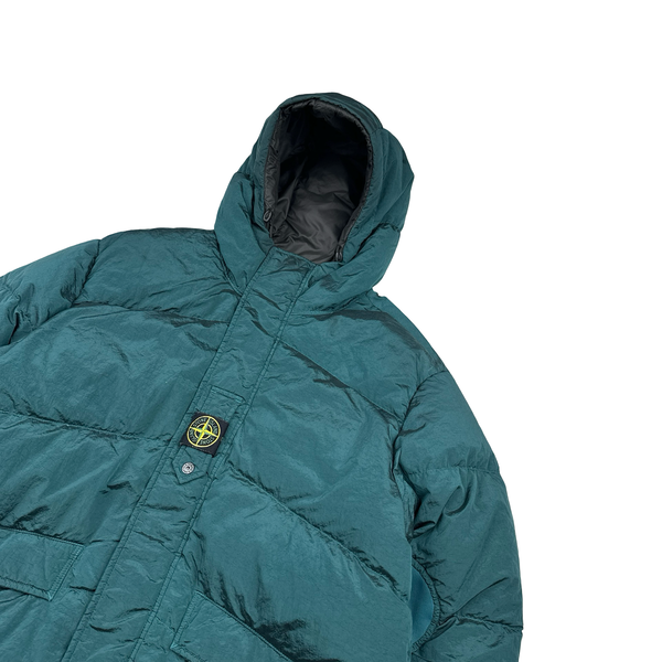 Stone Island 2023 Sea Green Reversible Nylon Metal Down Centre Badge Puffer Jacket - XL
