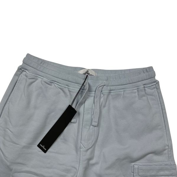 Stone Island 2021 Baby Blue Fleece Cotton Shorts - Medium