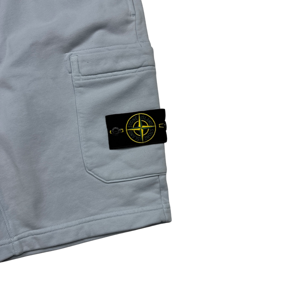 Stone Island 2021 Baby Blue Fleece Cotton Shorts - Medium