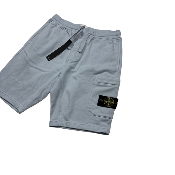 Stone Island 2021 Baby Blue Fleece Cotton Shorts - Medium