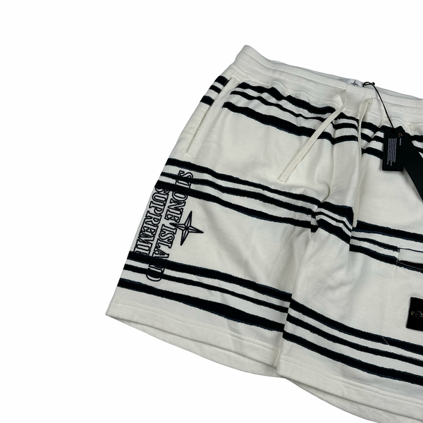 Stone Island x Supreme 2020 Striped Spellout Cotton Shorts - Medium